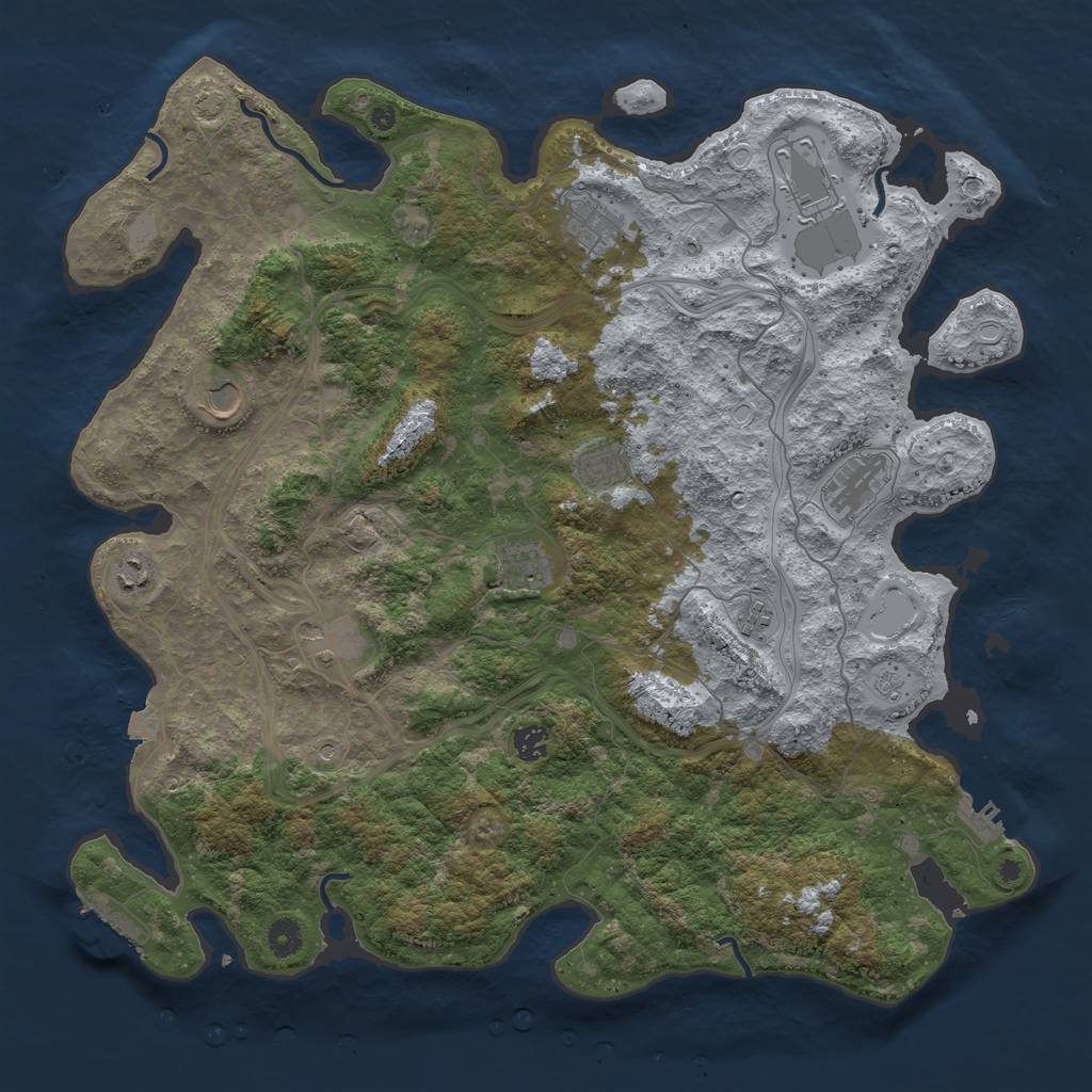 Rust Map: Procedural Map, Size: 4500, Seed: 1552373123, 18 Monuments