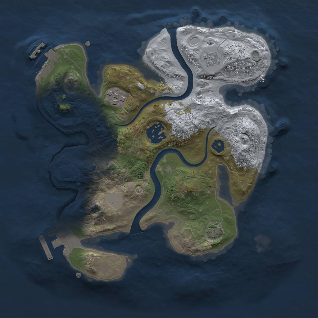 Rust Map: Procedural Map, Size: 2500, Seed: 1623109, 7 Monuments