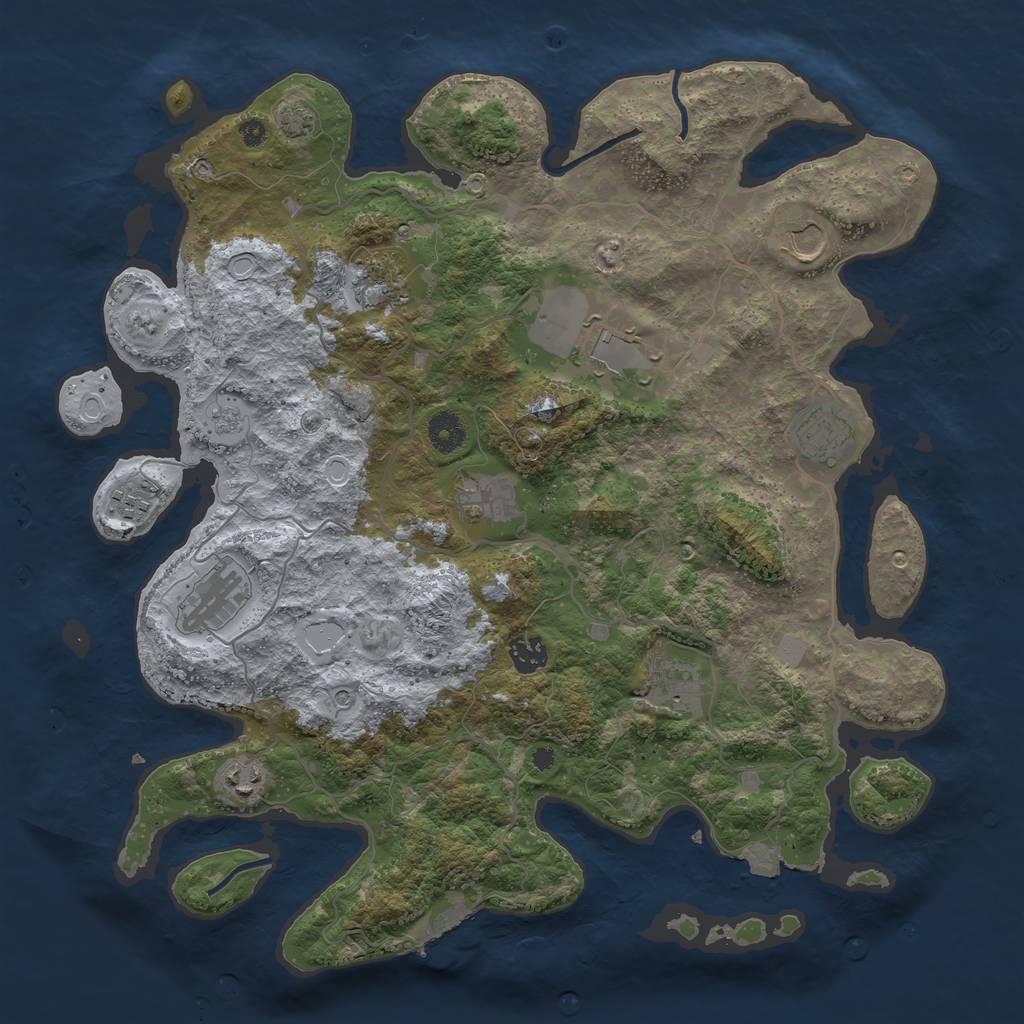Rust Map: Procedural Map, Size: 4000, Seed: 23743, 17 Monuments