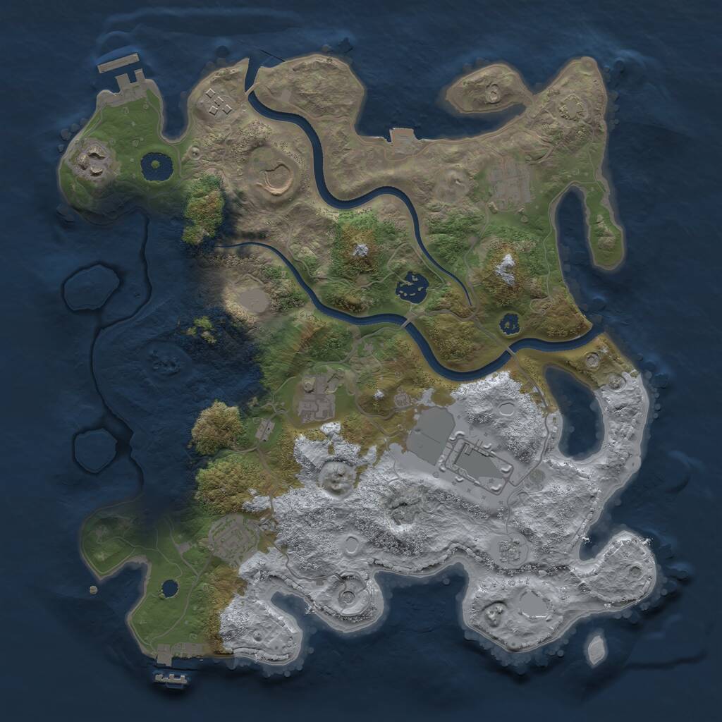 Rust Map: Procedural Map, Size: 3500, Seed: 197223678, 14 Monuments