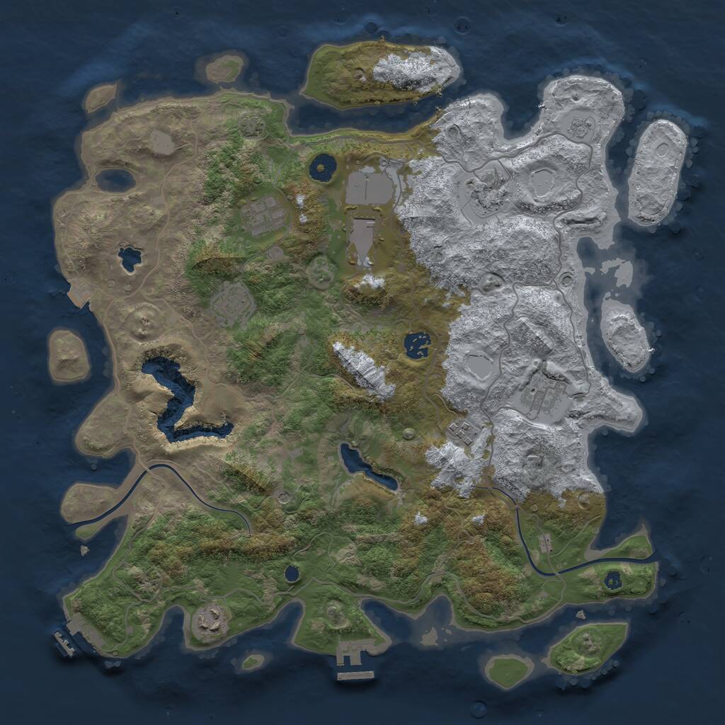 Rust Map: Procedural Map, Size: 4000, Seed: 1096746458, 14 Monuments