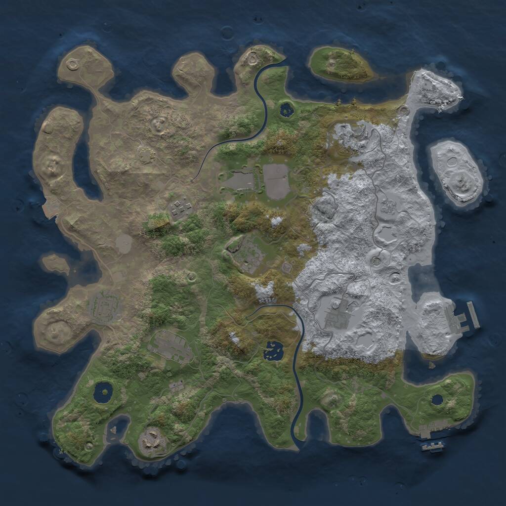Rust Map: Procedural Map, Size: 3700, Seed: 123123, 15 Monuments