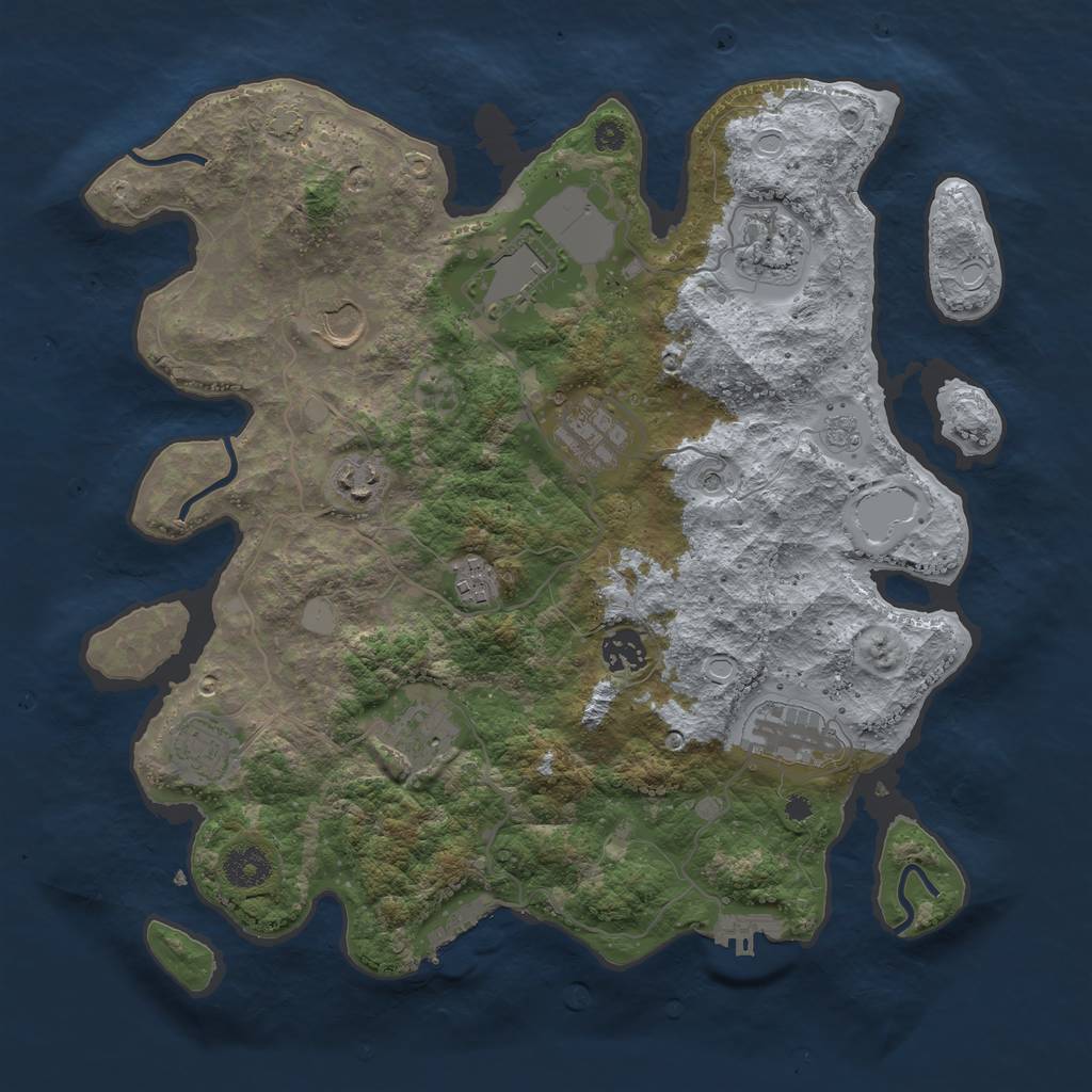 Rust Map: Procedural Map, Size: 3655, Seed: 157, 18 Monuments