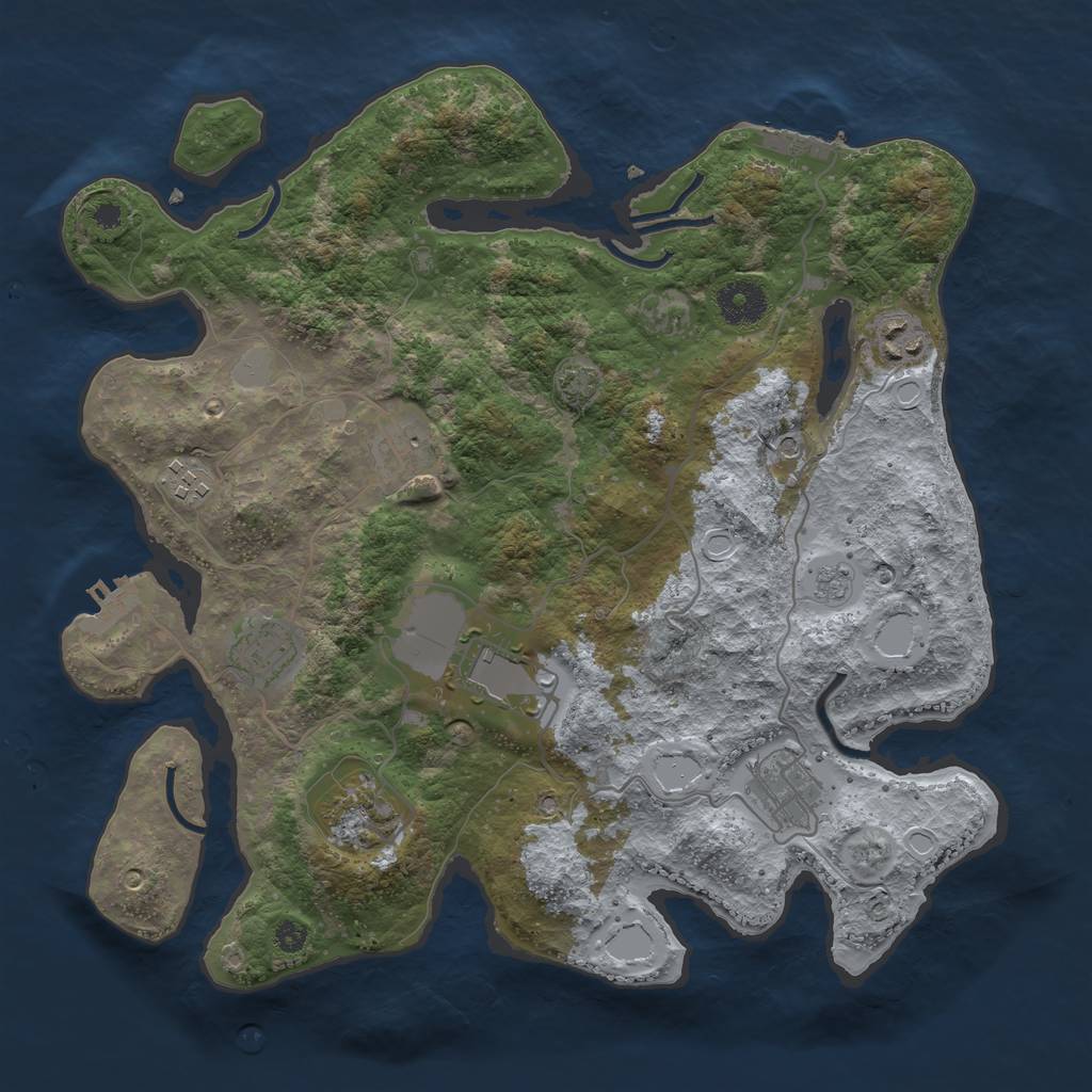 Rust Map: Procedural Map, Size: 3500, Seed: 73967874, 15 Monuments