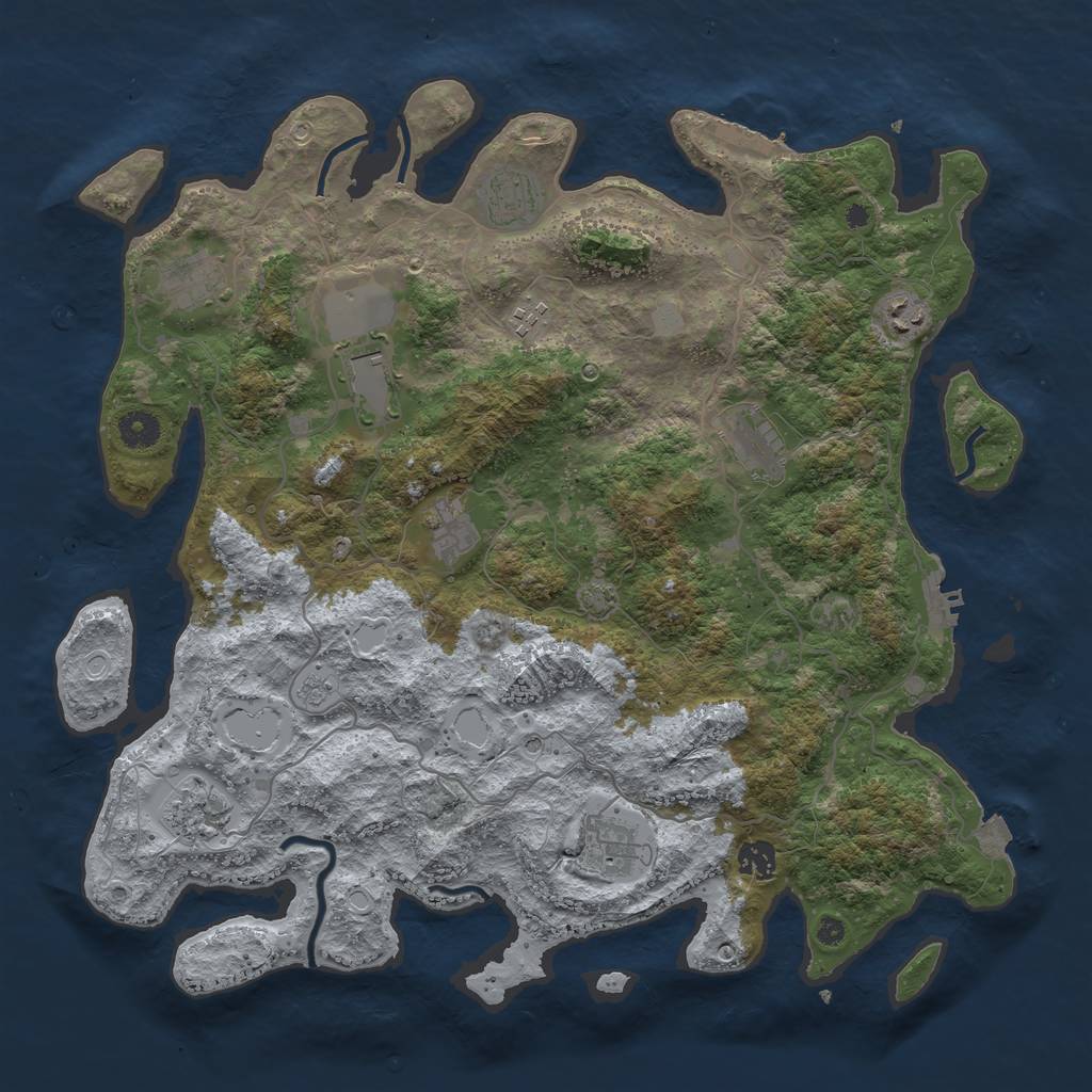Rust Map: Procedural Map, Size: 4100, Seed: 16976117, 18 Monuments