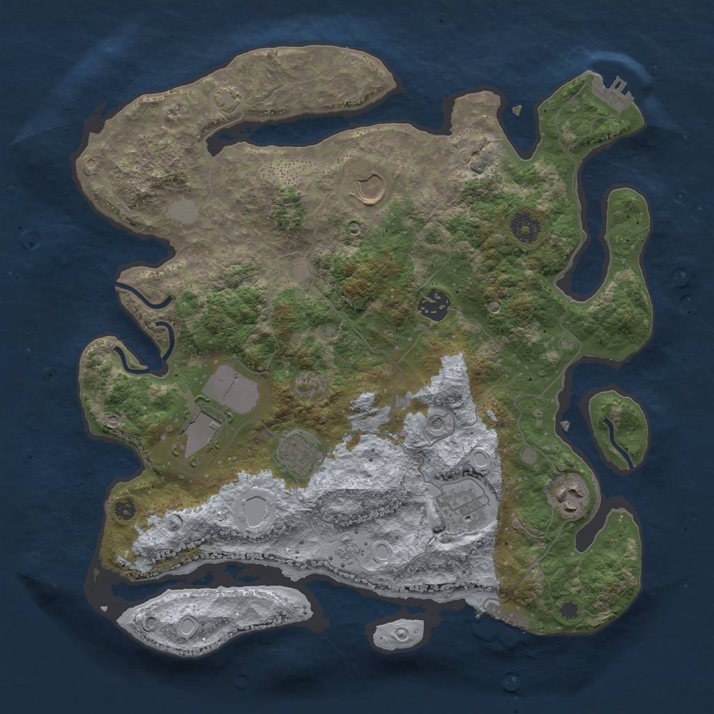 Rust Map: Procedural Map, Size: 3500, Seed: 2082154, 14 Monuments
