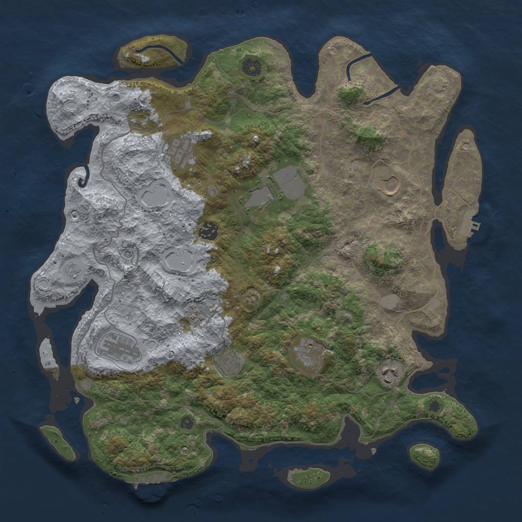 Rust Map: Procedural Map, Size: 4100, Seed: 25146202, 17 Monuments