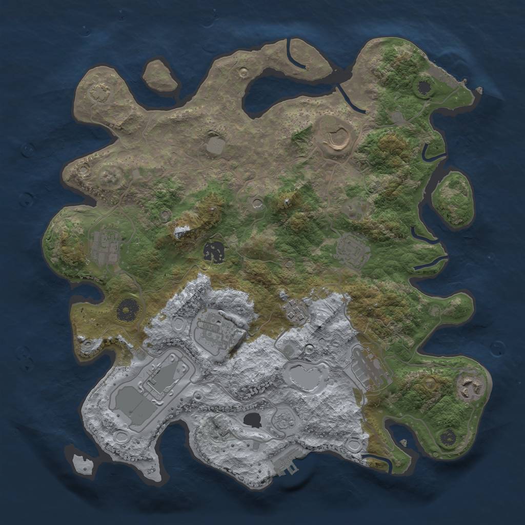 Rust Map: Procedural Map, Size: 3500, Seed: 1487146177, 17 Monuments