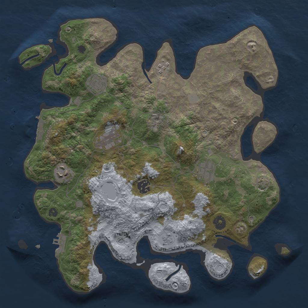 Rust Map: Procedural Map, Size: 3450, Seed: 93830602, 14 Monuments