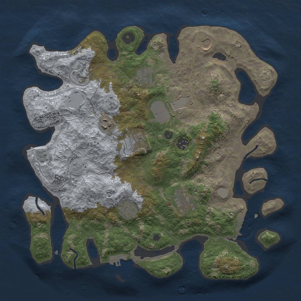 Rust Map: Procedural Map, Size: 3750, Seed: 1514224, 18 Monuments
