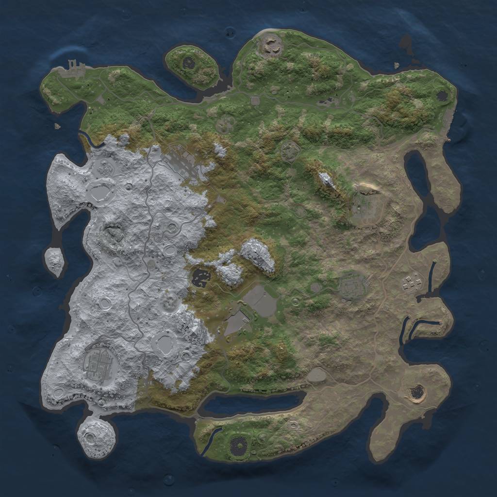 Rust Map: Procedural Map, Size: 4000, Seed: 135736, 17 Monuments