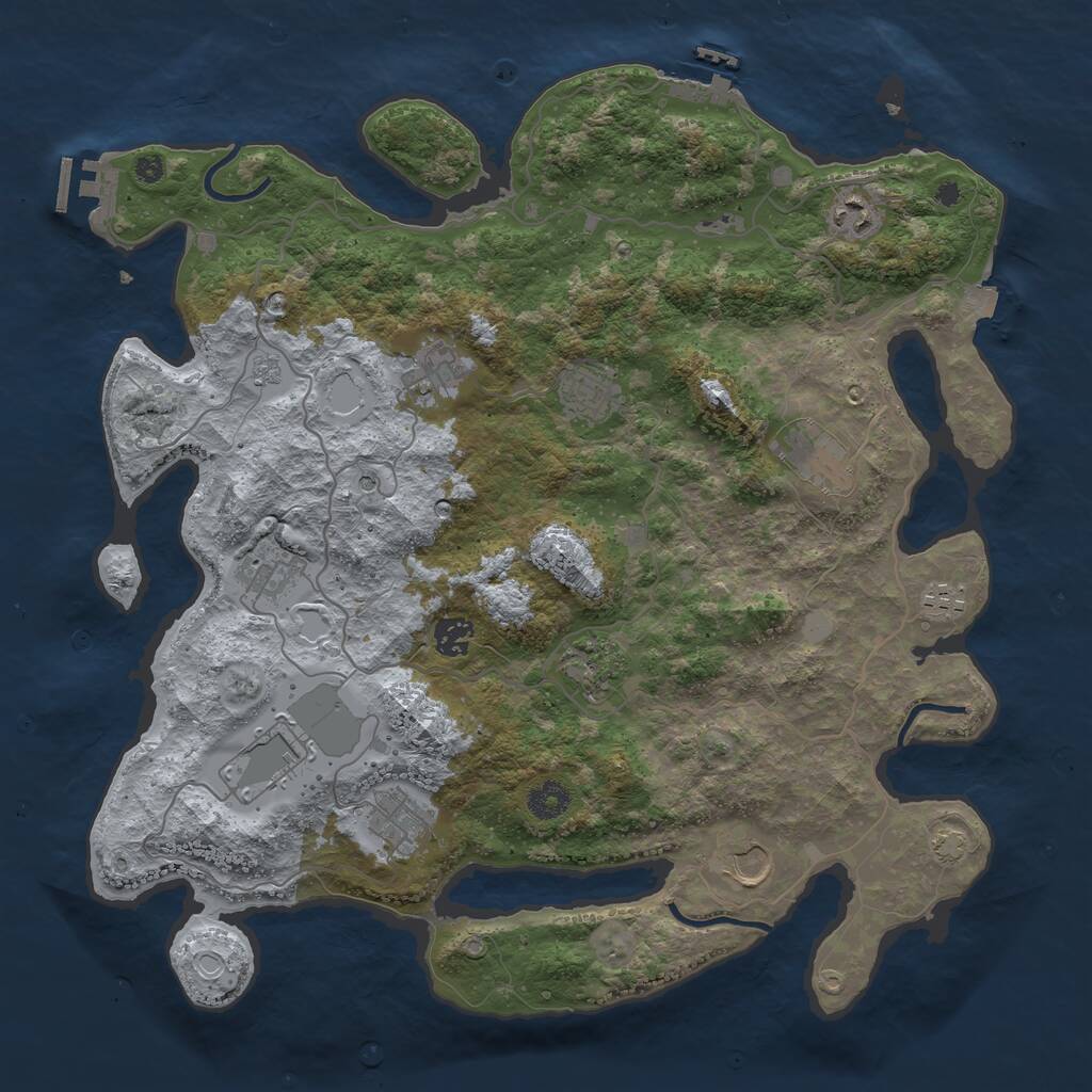 Rust Map: Procedural Map, Size: 4000, Seed: 135736, 17 Monuments