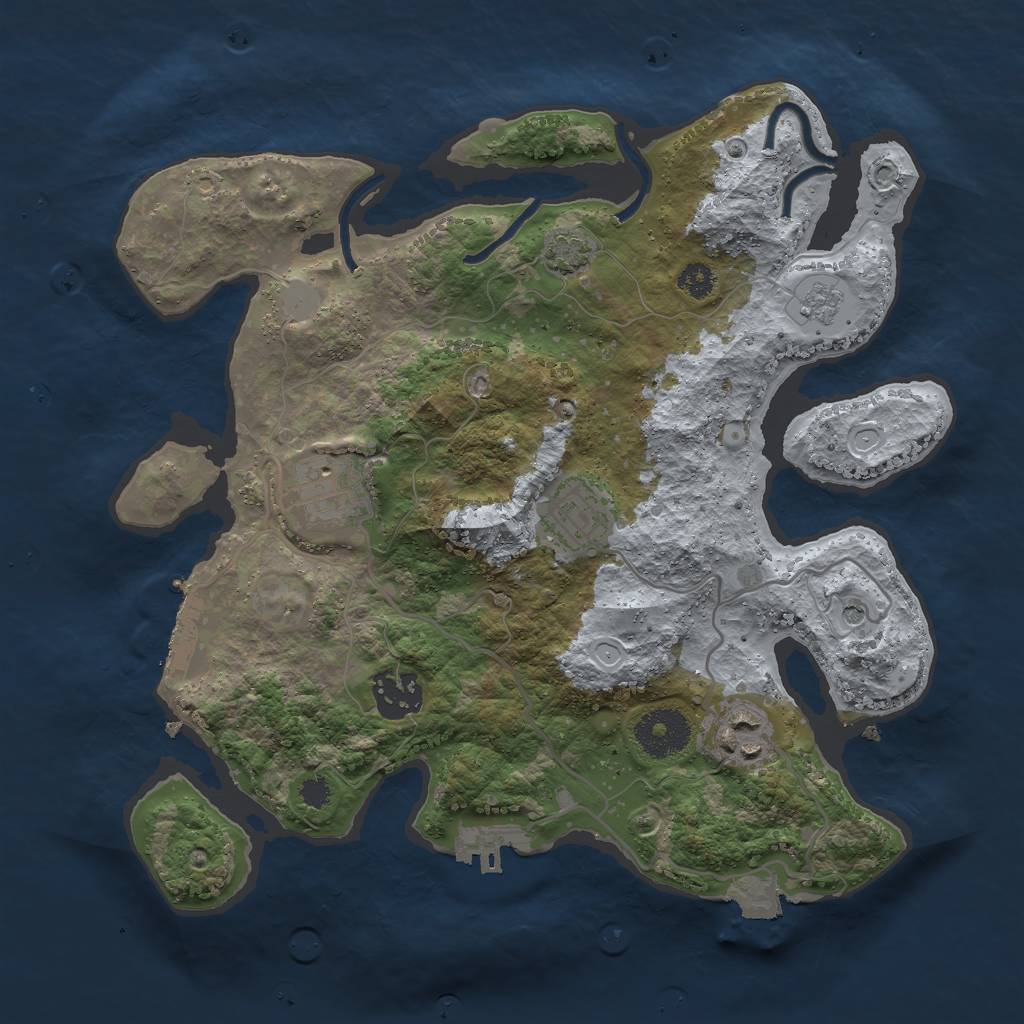 Rust Map: Procedural Map, Size: 3000, Seed: 22412, 12 Monuments