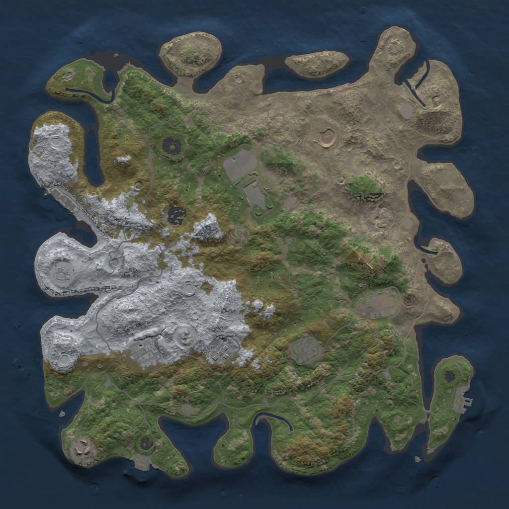 Rust Map: Procedural Map, Size: 4000, Seed: 32452, 16 Monuments