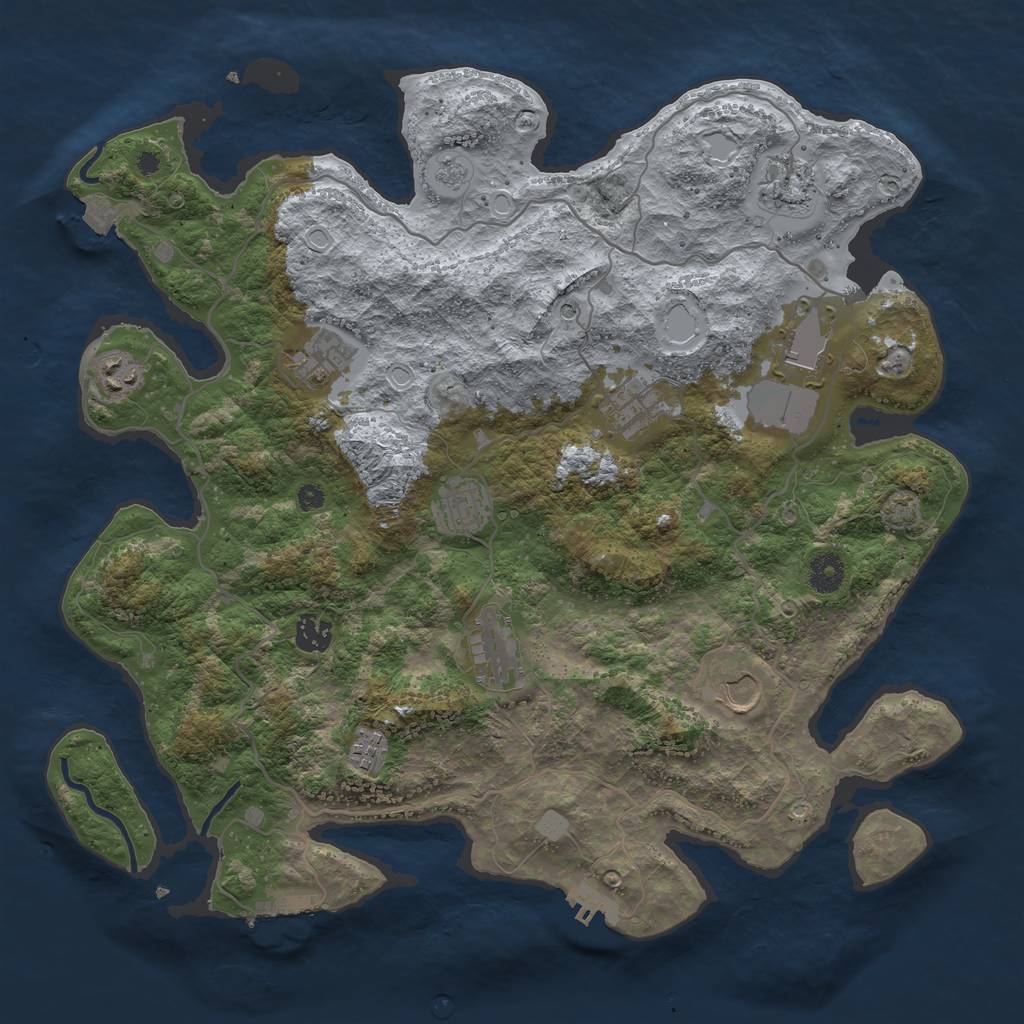 Rust Map: Procedural Map, Size: 4000, Seed: 214673988, 18 Monuments