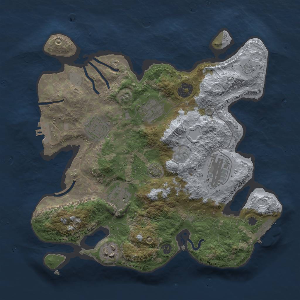 Rust Map: Procedural Map, Size: 3000, Seed: 1857325480, 12 Monuments