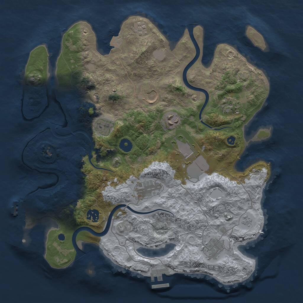Rust Map: Procedural Map, Size: 3500, Seed: 1217870577, 15 Monuments