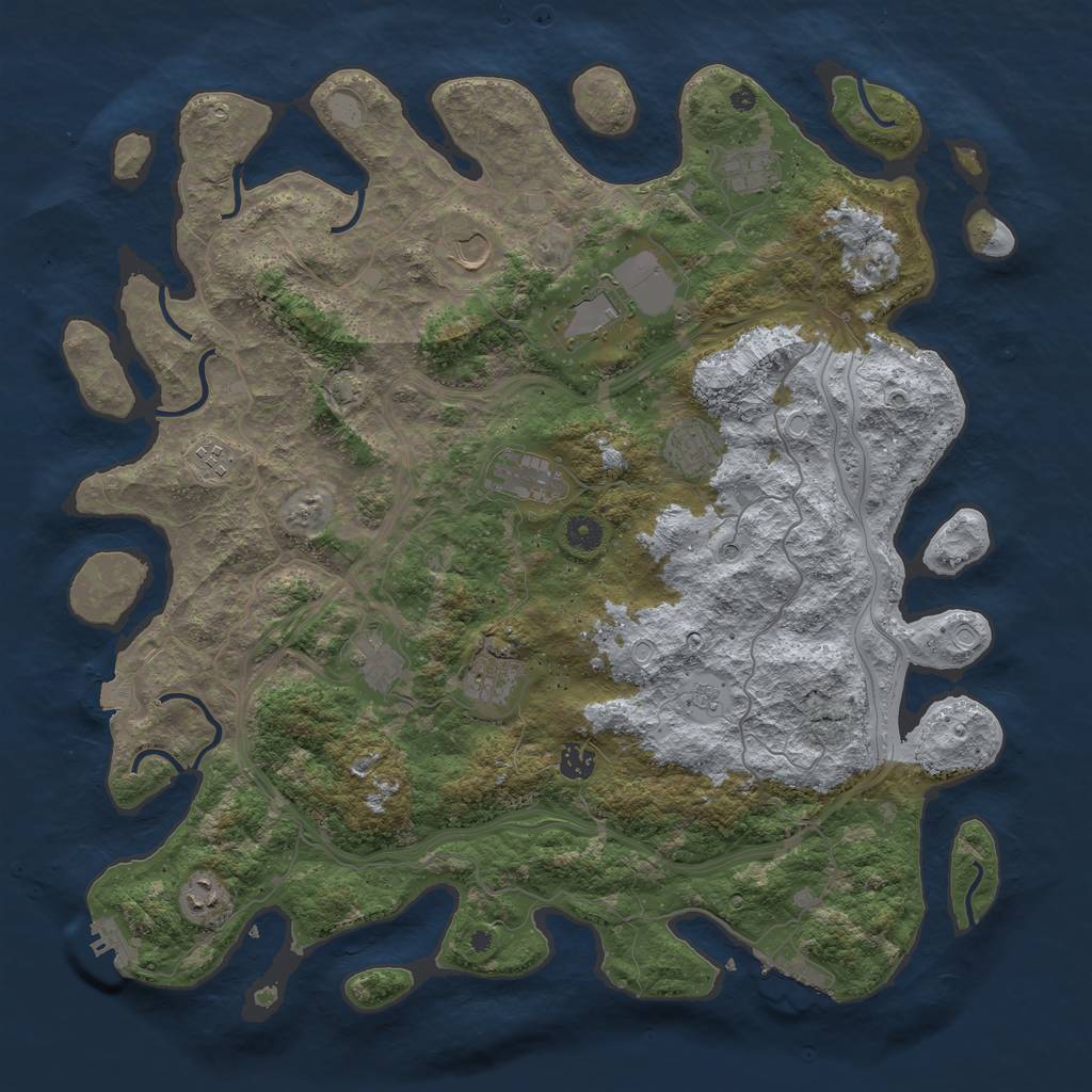 Rust Map: Procedural Map, Size: 4500, Seed: 28671, 18 Monuments