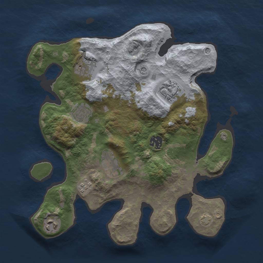 Rust Map: Barren, Size: 3000, Seed: 1287182017, 11 Monuments
