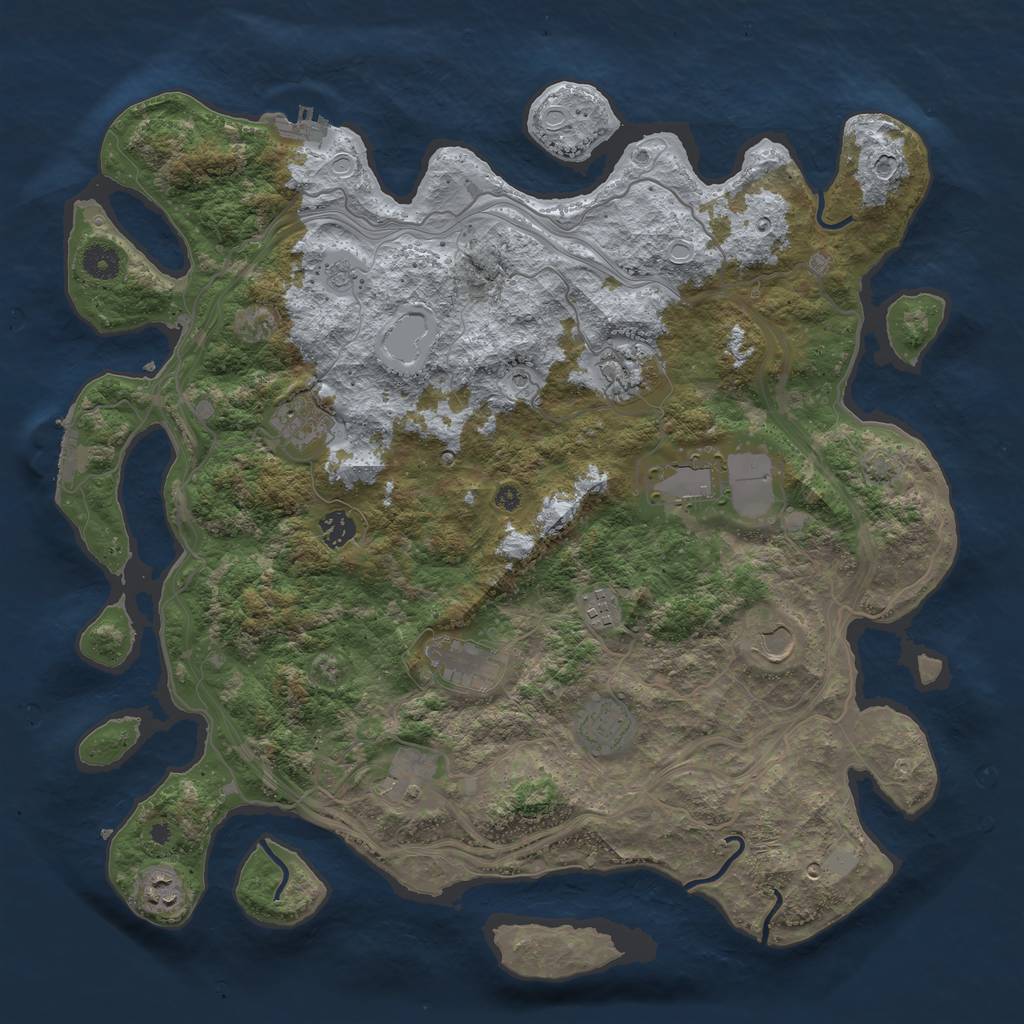 Rust Map: Procedural Map, Size: 4250, Seed: 1077918291, 18 Monuments