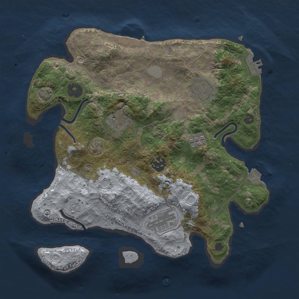 Rust Map: Procedural Map, Size: 3000, Seed: 19779, 12 Monuments