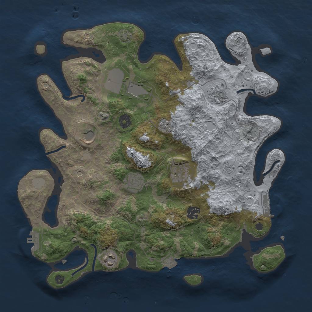 Rust Map: Procedural Map, Size: 3500, Seed: 654779365, 16 Monuments