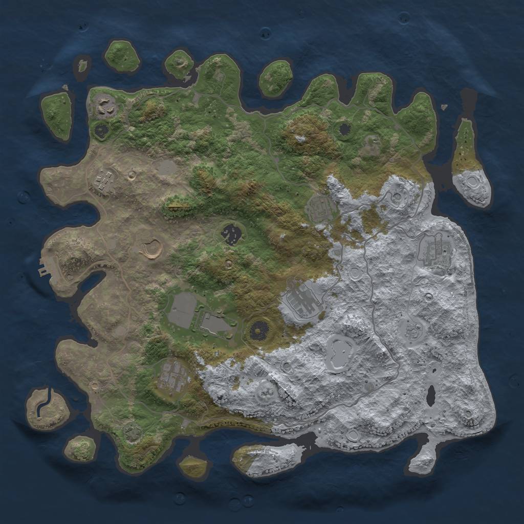 Rust Map: Procedural Map, Size: 4000, Seed: 1375136788, 16 Monuments