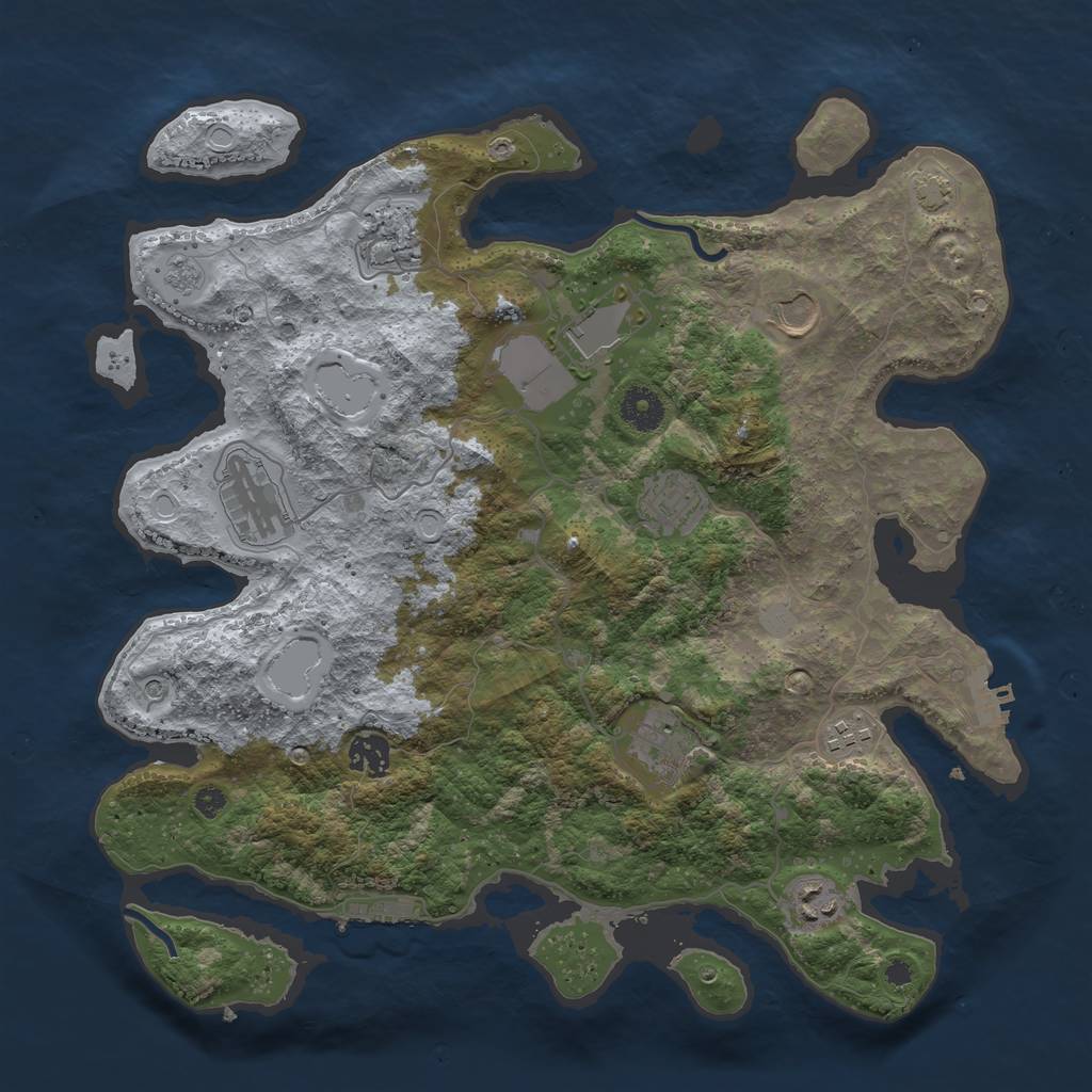 Rust Map: Procedural Map, Size: 3750, Seed: 269810109, 17 Monuments