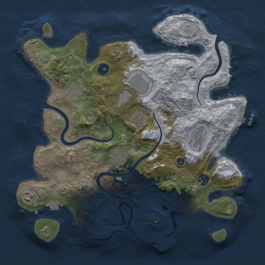 Rust Map: Procedural Map, Size: 3500, Seed: 363372, 14 Monuments