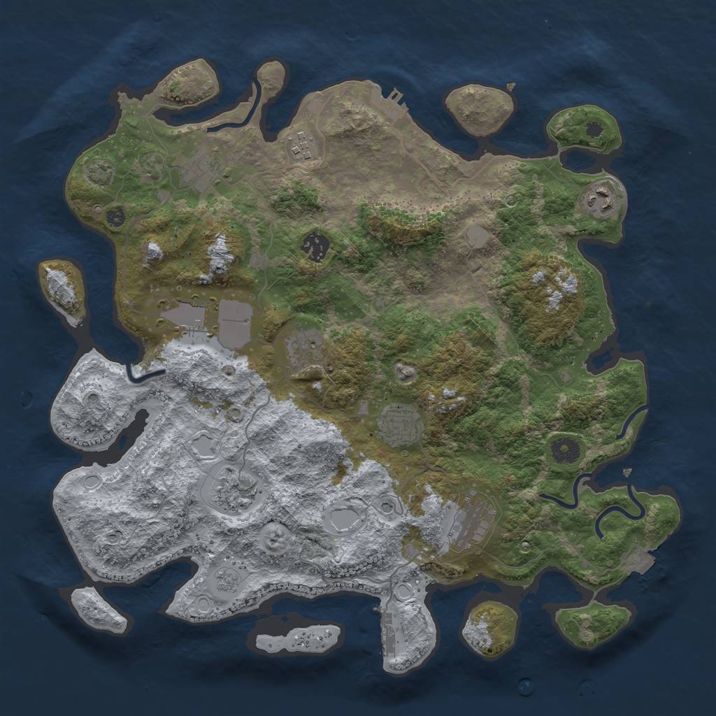 Rust Map: Procedural Map, Size: 3850, Seed: 1778775, 17 Monuments