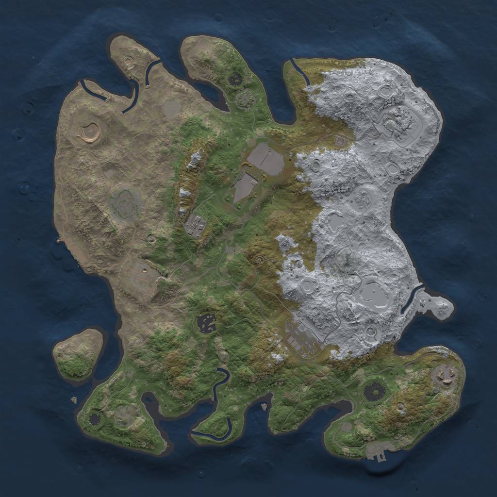 Rust Map: Procedural Map, Size: 3700, Seed: 260520233, 17 Monuments