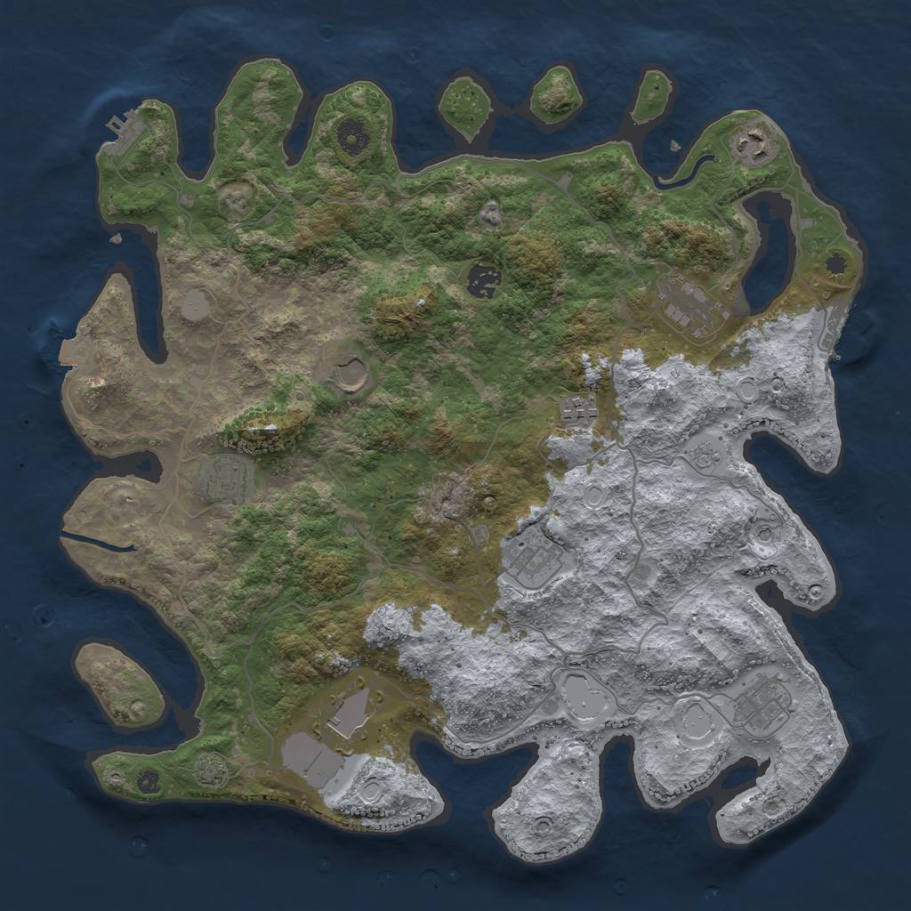 Rust Map: Procedural Map, Size: 4000, Seed: 153784, 17 Monuments