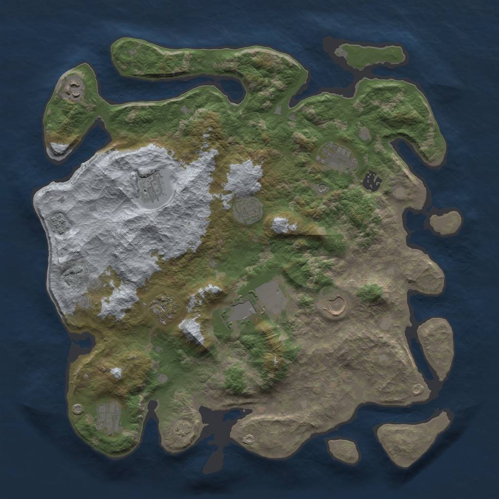 Rust Map: Barren, Size: 4000, Seed: 44768, 14 Monuments