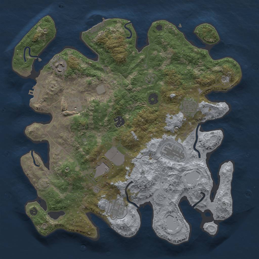 Rust Map: Procedural Map, Size: 3500, Seed: 98336, 15 Monuments