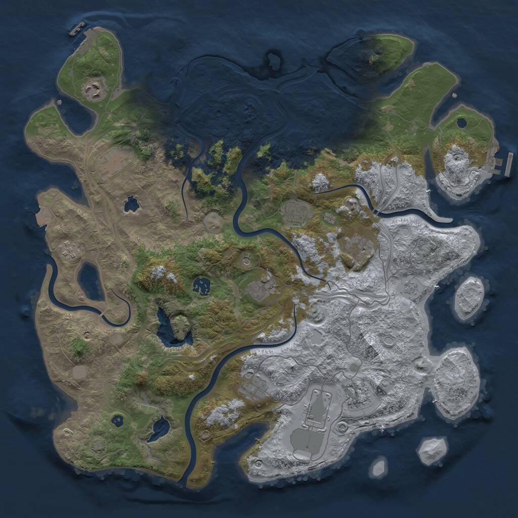 Rust Map: Procedural Map, Size: 4300, Seed: 1897282727, 16 Monuments