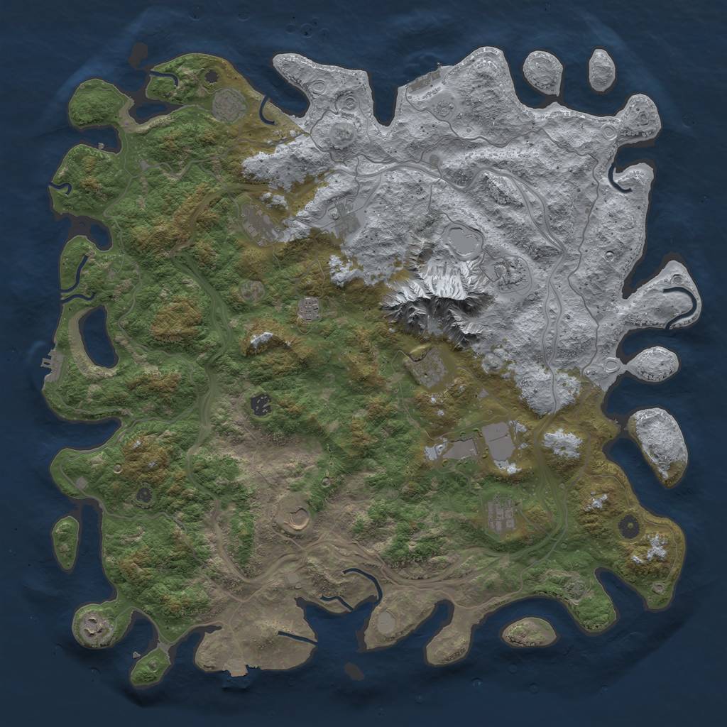 Rust Map: Procedural Map, Size: 5000, Seed: 62456423, 19 Monuments