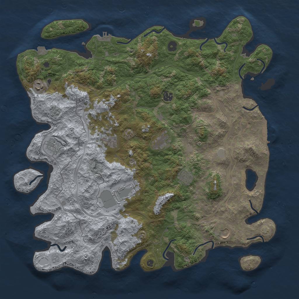 Rust Map: Procedural Map, Size: 4500, Seed: 1084428626, 17 Monuments
