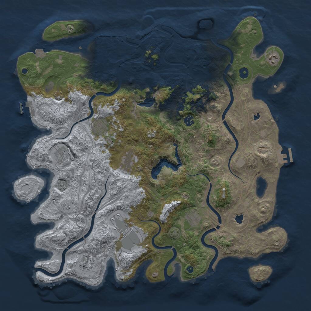 Rust Map: Procedural Map, Size: 4500, Seed: 1084428626, 15 Monuments