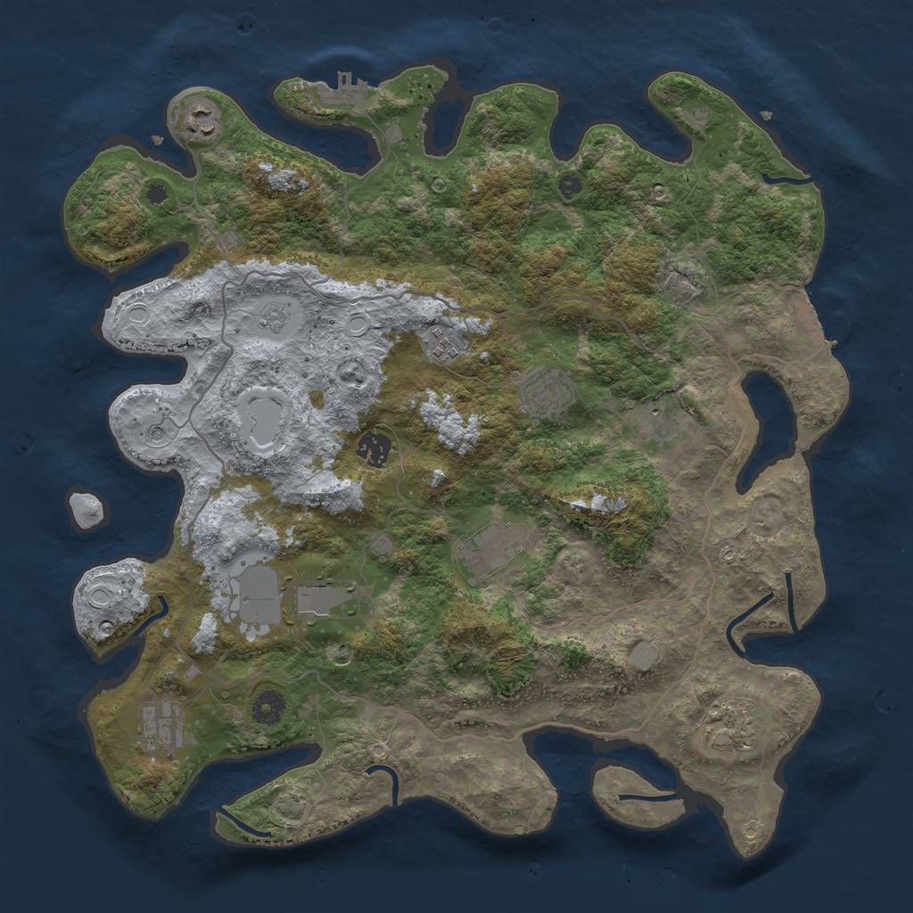 Rust Map: Procedural Map, Size: 4000, Seed: 701051219, 17 Monuments