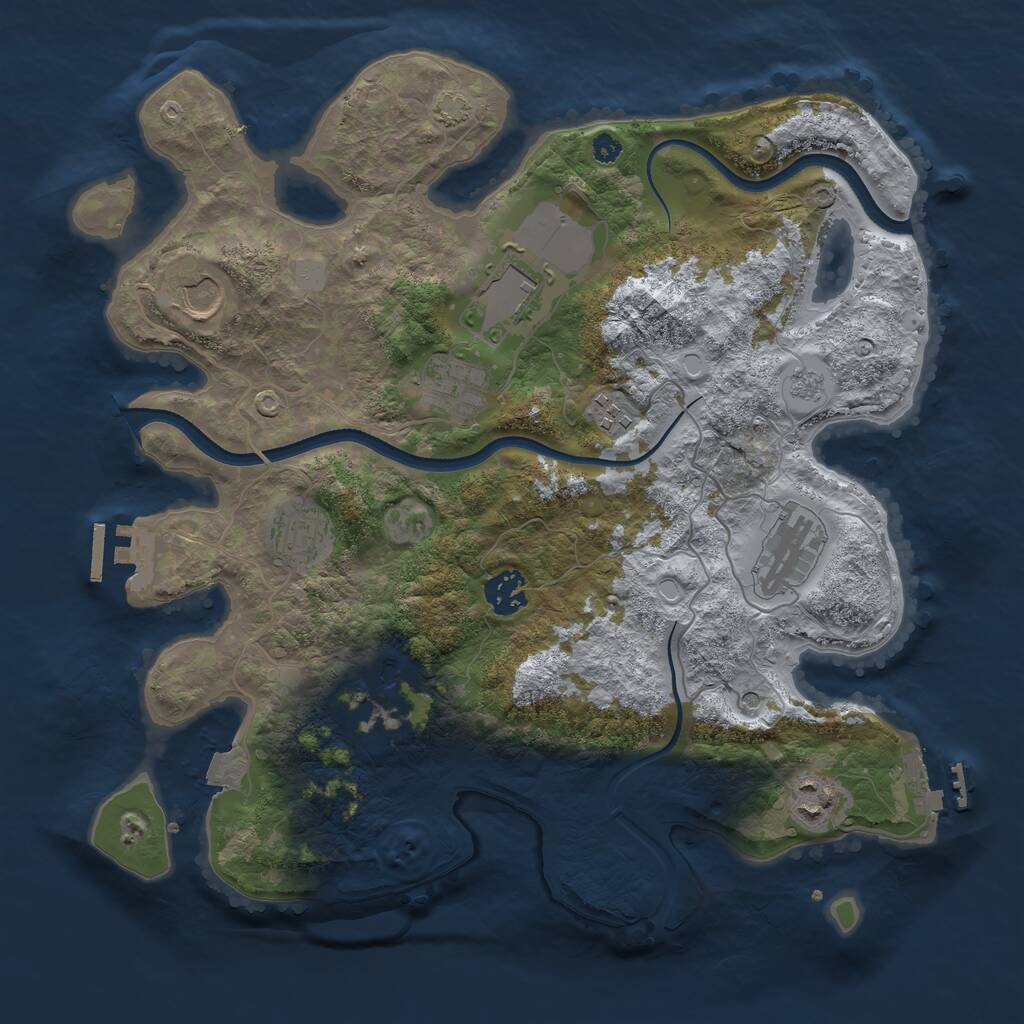 Rust Map: Procedural Map, Size: 3550, Seed: 3751347, 15 Monuments
