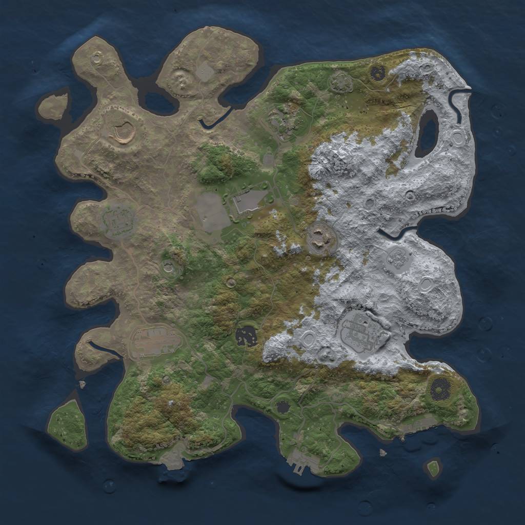 Rust Map: Procedural Map, Size: 3550, Seed: 3751347, 16 Monuments