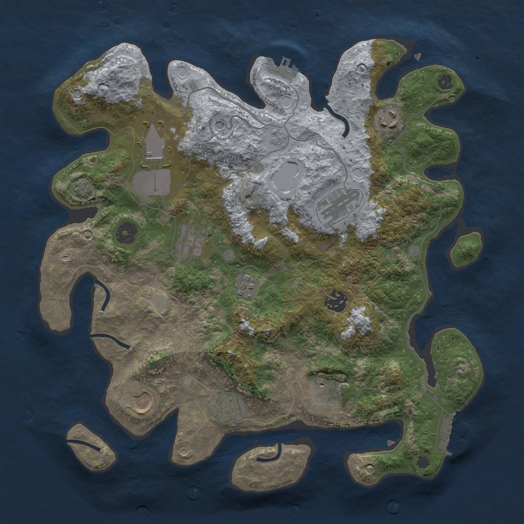 Rust Map: Procedural Map, Size: 3600, Seed: 71847371, 17 Monuments