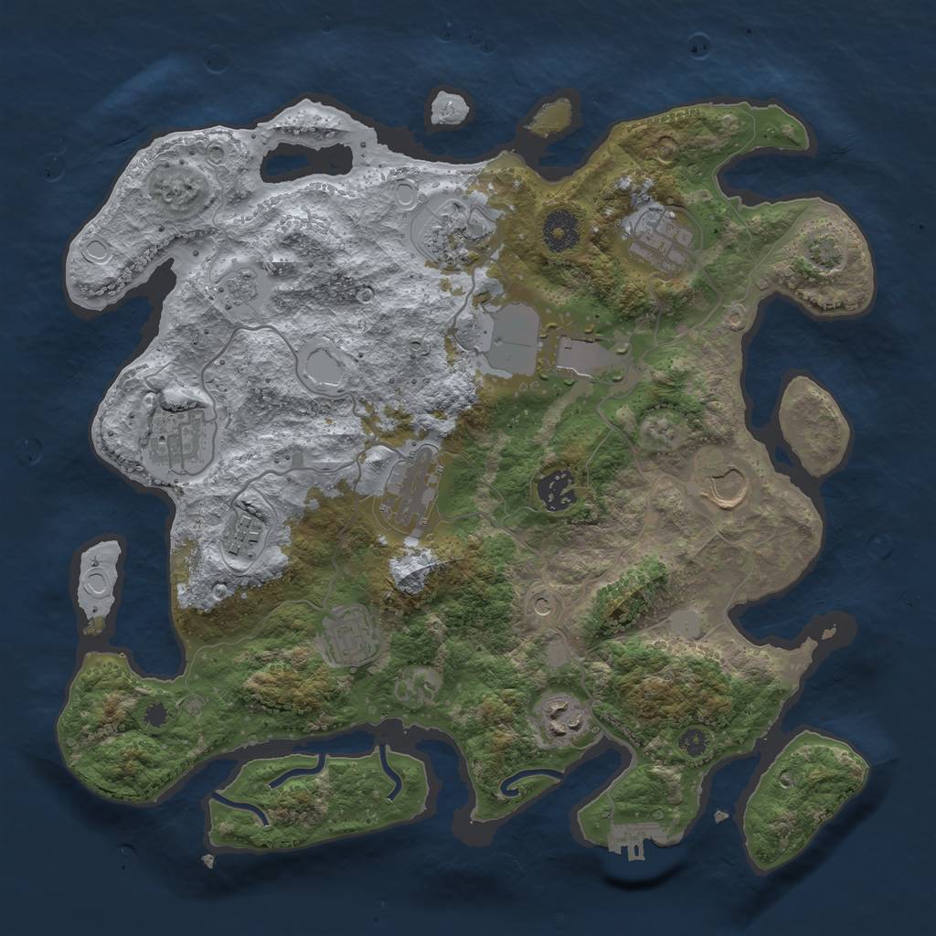 Rust Map: Procedural Map, Size: 3500, Seed: 39042644, 17 Monuments