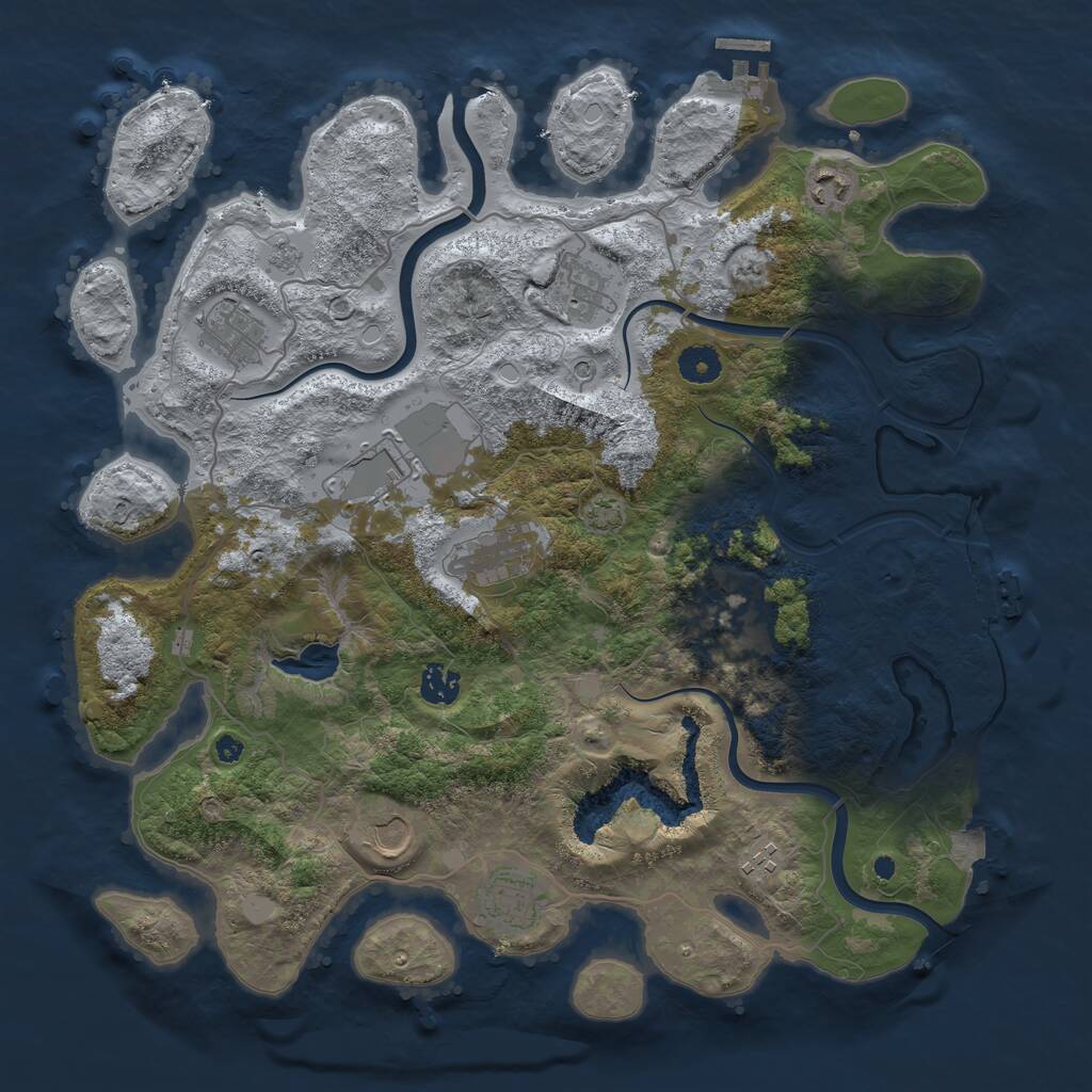 Rust Map: Procedural Map, Size: 4000, Seed: 86878100, 16 Monuments