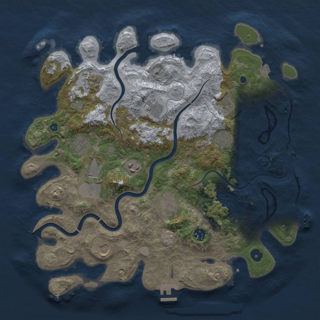 Rust Map: Procedural Map, Size: 3950, Seed: 83932227, 17 Monuments