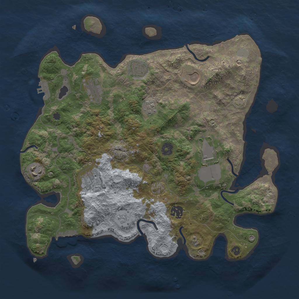 Rust Map: Procedural Map, Size: 3500, Seed: 69257899, 15 Monuments