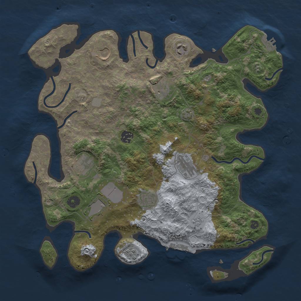 Rust Map: Procedural Map, Size: 3650, Seed: 88875589, 17 Monuments