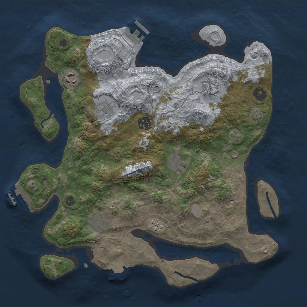 Rust Map: Procedural Map, Size: 3450, Seed: 81402619, 14 Monuments