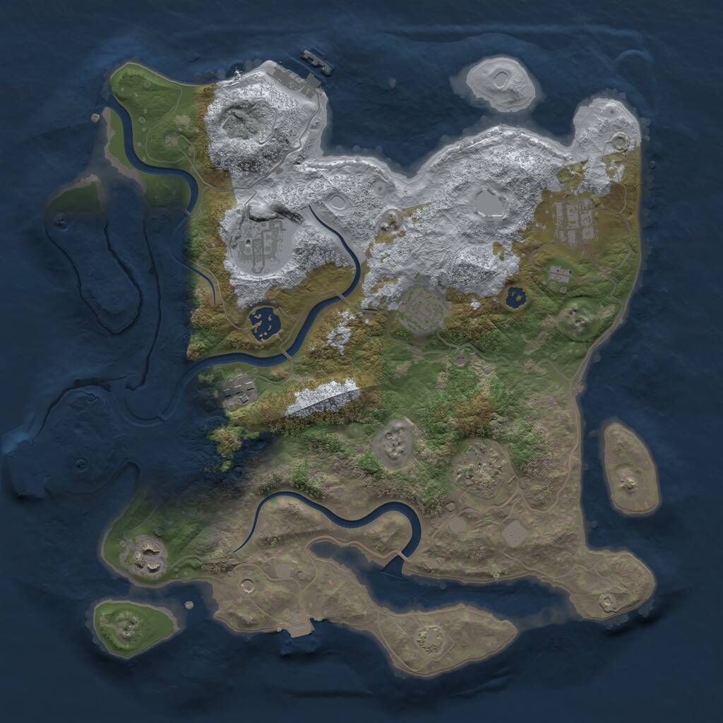 Rust Map: Procedural Map, Size: 3450, Seed: 81402619, 12 Monuments