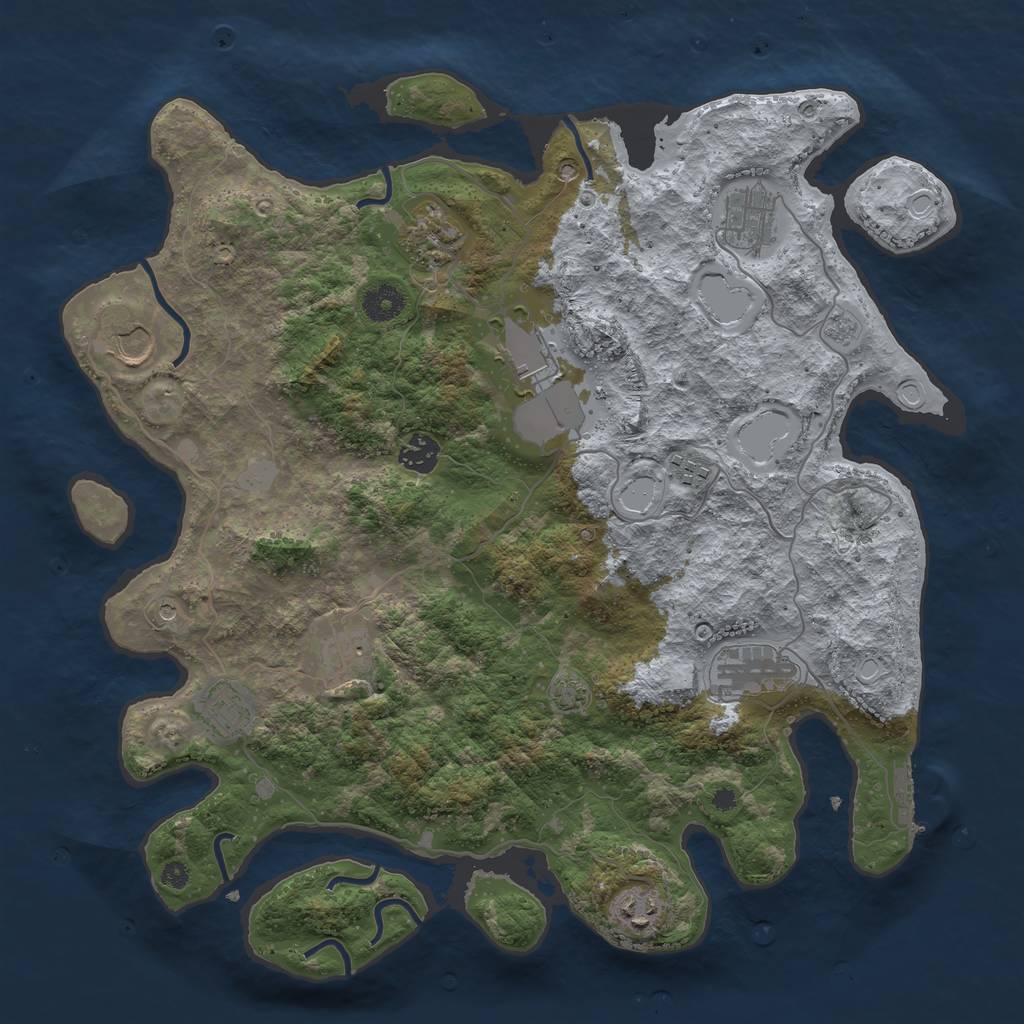 Rust Map: Procedural Map, Size: 3900, Seed: 45324790, 17 Monuments